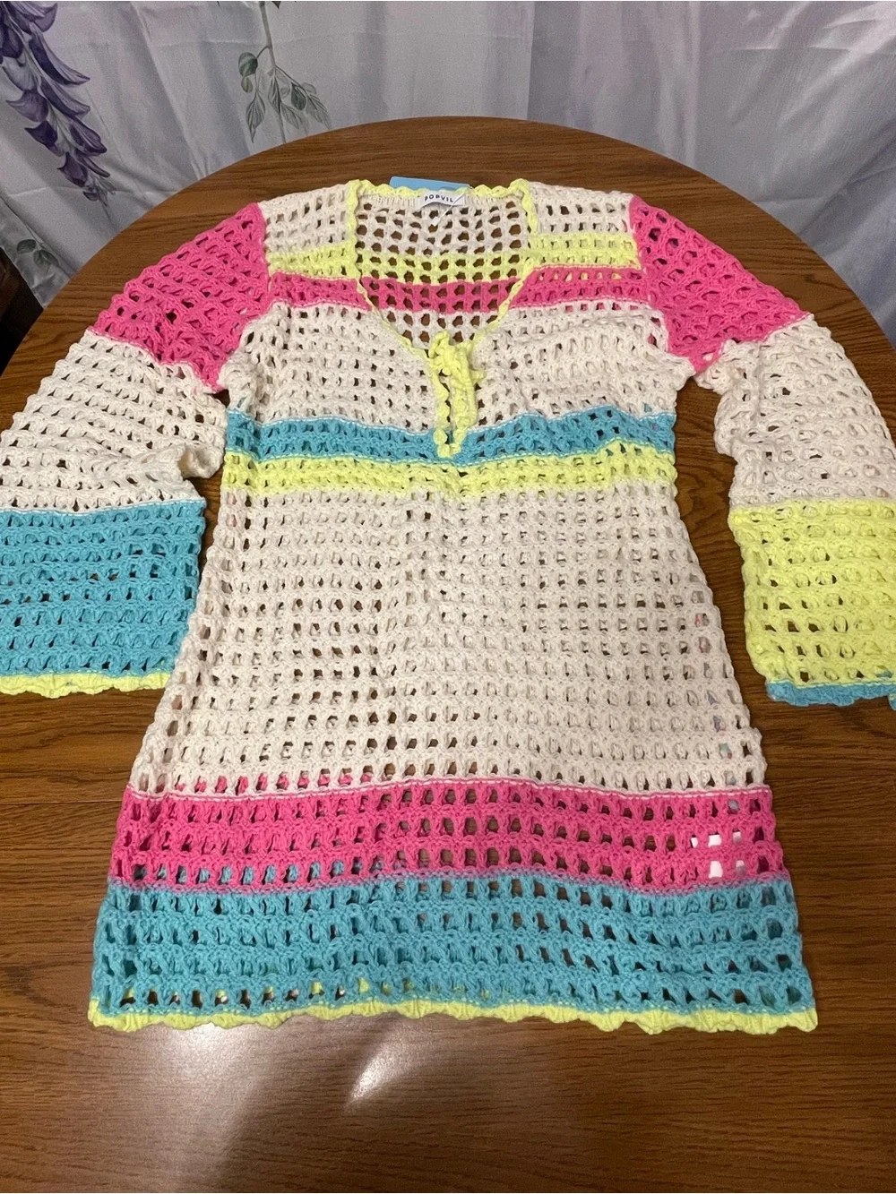 Popvil Color Contrast Patchwork Cover-Ups - Picture 6 of 9